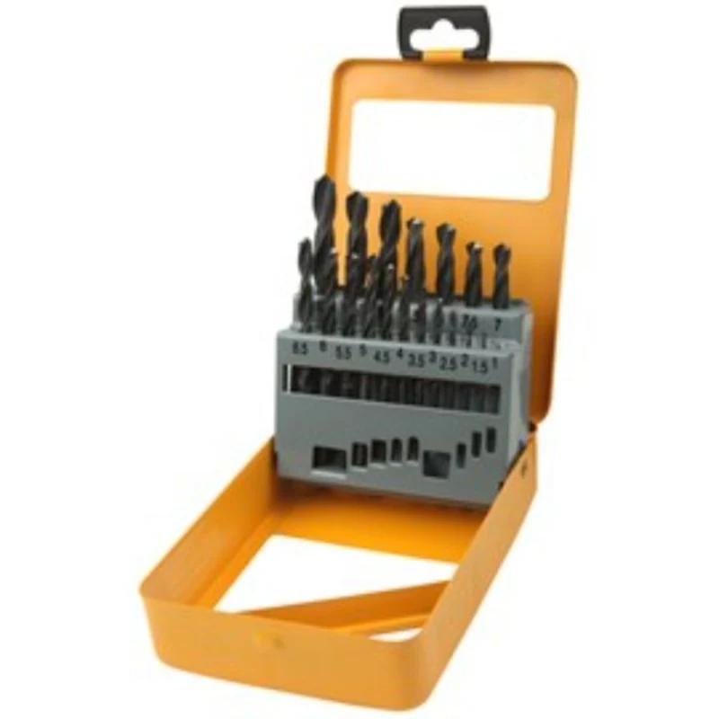 Tolsen 19Pcs Hss Twist Drill Bits Set Metal Case 1-10mm